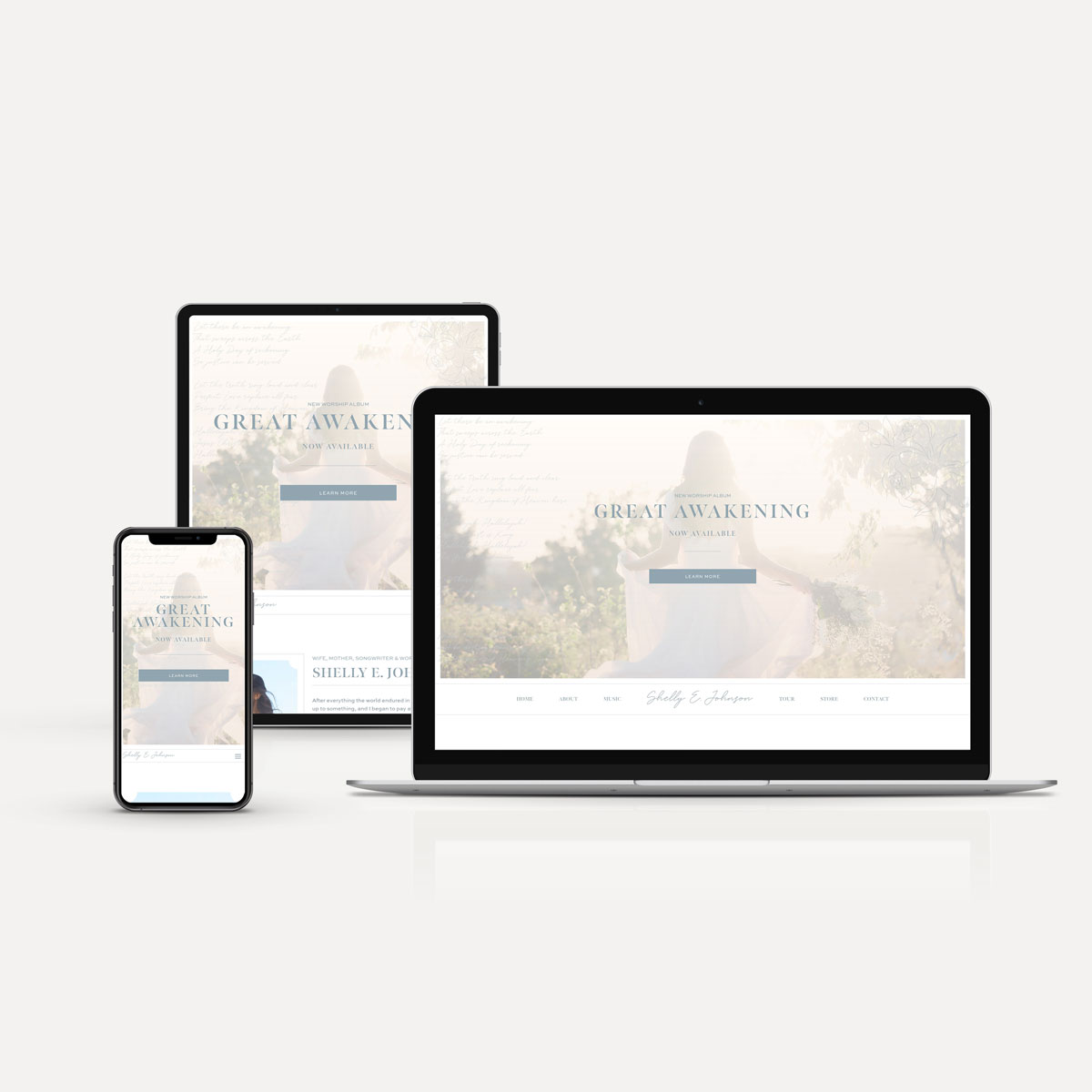 shelly_e_johnson_worship_artist_christian_musician_custom_wordpress_website_brand_design_by_franklin_lane_creative_portfolio