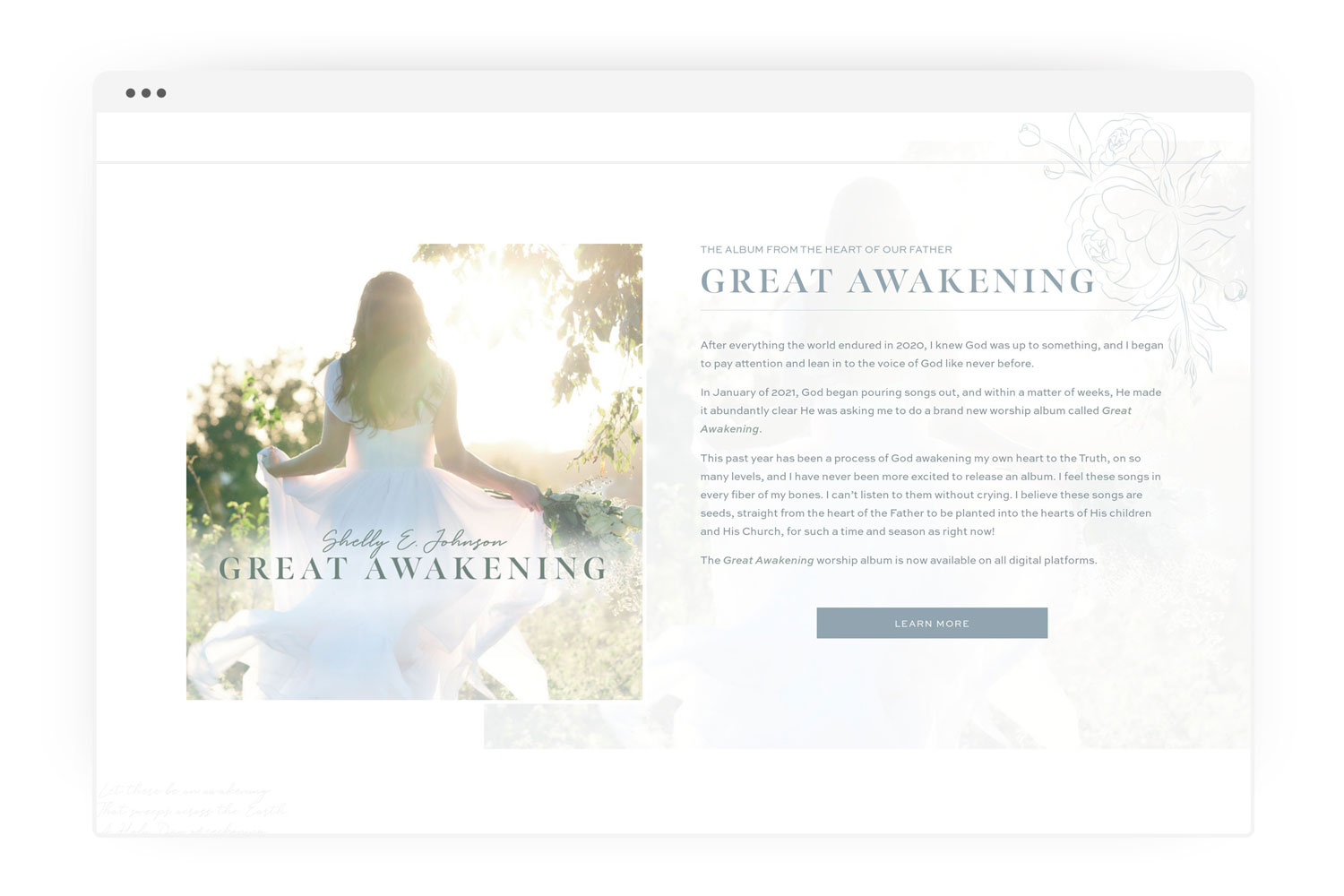 shelly_e_johnson_worship_leader_christian_musician_artist_custom_wordpress_website_album_brand_design_by_franklin_lane_creative